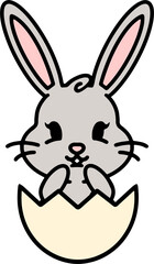 cute easter bunny cartoon with easter egg
