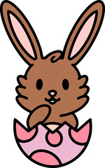 cute easter bunny cartoon with easter egg