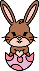 cute easter bunny cartoon with easter egg