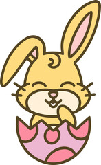 cute easter bunny cartoon with easter egg