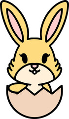 cute easter bunny cartoon with easter egg