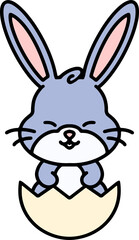 cute easter bunny cartoon with easter egg