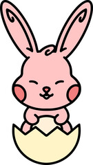 cute easter bunny cartoon with easter egg
