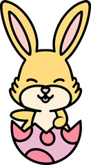 cute easter bunny cartoon with easter egg