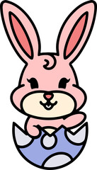 easter bunny cartoon with egg