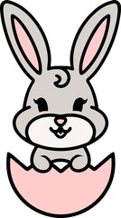 easter bunny cartoon with egg