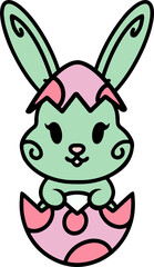 easter bunny cartoon with egg