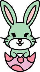easter bunny cartoon with egg
