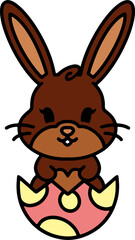 easter bunny cartoon with egg