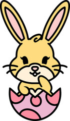 easter bunny cartoon with egg