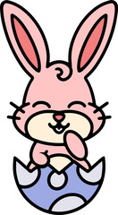 easter bunny cartoon with egg