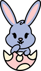 easter bunny cartoon with egg