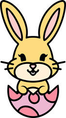 easter bunny cartoon with egg