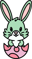 easter bunny cartoon with egg