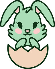 easter bunny cartoon with egg