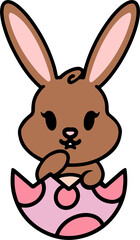 easter bunny cartoon with egg