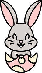 easter bunny in an easter egg shell