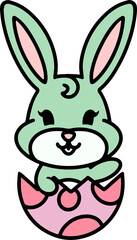 cute easter bunny in easter egg