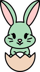 cute easter bunny in easter egg