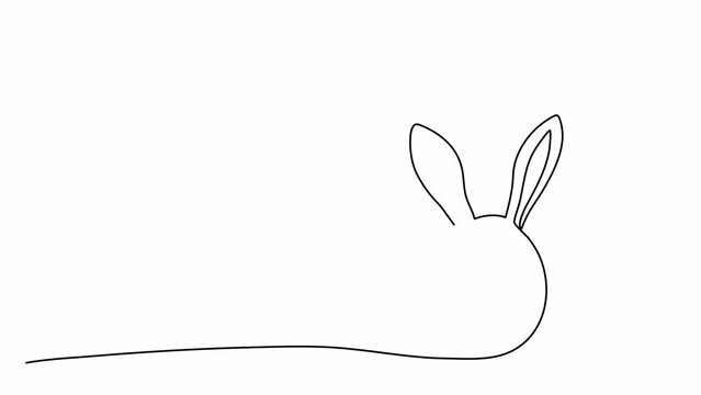 Easter egg with rabbit ears, one line drawing animation. Video clip with alpha channel.