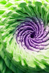 Obraz premium Close Up of a Green and Purple Cabbage. Generative AI.