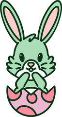 Obraz premium cartoon easter bunny in egg