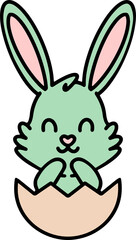 cartoon easter bunny in egg