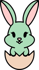cartoon easter bunny in egg