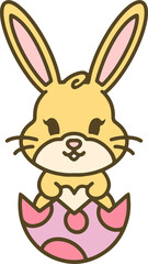 cartoon easter bunny in egg