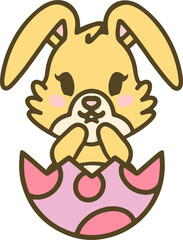 cartoon easter bunny in egg