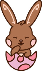 cartoon easter bunny in egg
