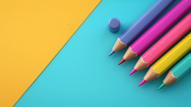 3d colored pencils colored background space to copy
