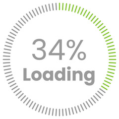 34% Loading. 34% circle diagrams Infographics vector, 34 Percentage ready to use for web design ux-ui