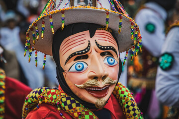 Dancers at the festivity of the virgin Carmen at Paucartambo, Cusco - Peru