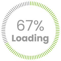 67% Loading. 67% circle diagrams Infographics vector, 67 Percentage ready to use for web design ux-ui