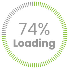 74% Loading. 74% circle diagrams Infographics vector, 74 Percentage ready to use for web design ux-ui