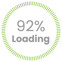 92% Loading. 92% circle diagrams Infographics vector, 92 Percentage ready to use for web design ux-ui