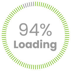 94% Loading. 94% circle diagrams Infographics vector, 94 Percentage ready to use for web design ux-ui