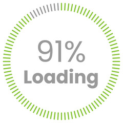 91% Loading. 91% circle diagrams Infographics vector, 91 Percentage ready to use for web design ux-ui