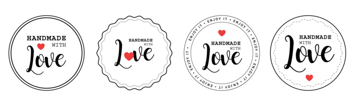 handmade with love set of stickers