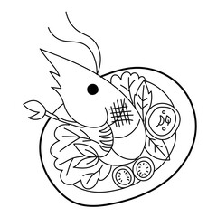 grilled shrimp doodle cartoon