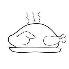 baked chicken doodle cartoon