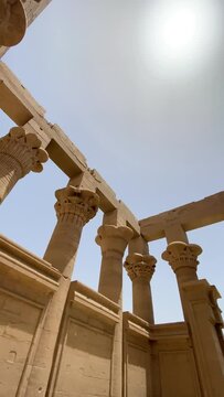 philae temple columns egypt vertical 4k	
