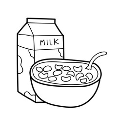 cereal and milk doodle cartoon