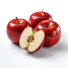Fresh red apples on white background, Isolate object - Generative AI