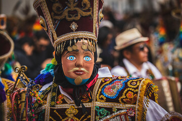 Dancers at the festivity of the virgin Carmen at Paucartambo, Cusco - Peru