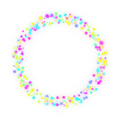 glittering circles, colorful wreath. 3d rendering.	