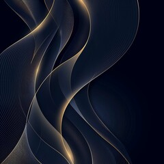 Abstract luxury glowing lines curved overlapping on dark blue background. Template premium award design. Vector illustration
