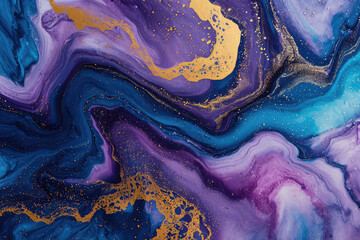 Blue and purple marble abstract background texture. Indigo ocean blue marbling style swirls of marble.