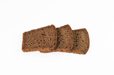 Three slices of bread isolated